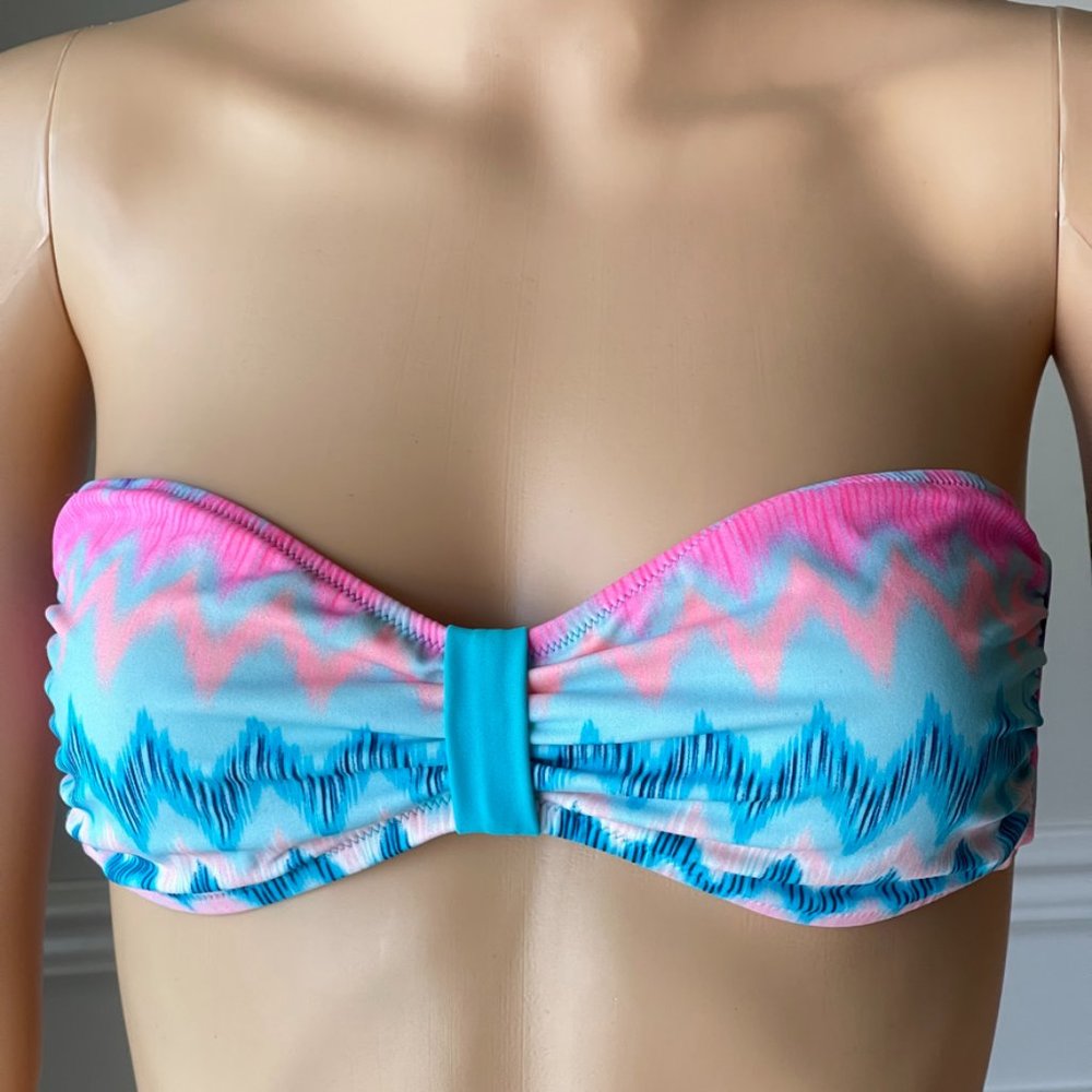 Vintage PINK ZIG-ZAG Bandeau Bikini Top